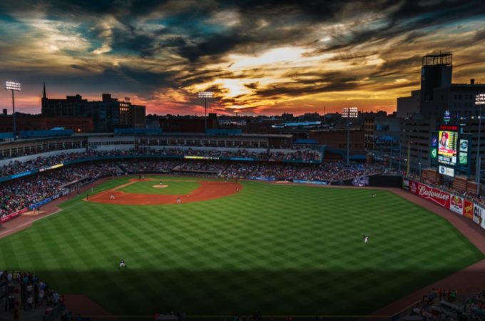 Scenic view of Fifth Third Stadium at sunset