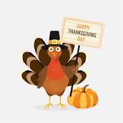 Turkey with a happy thankgiving sign