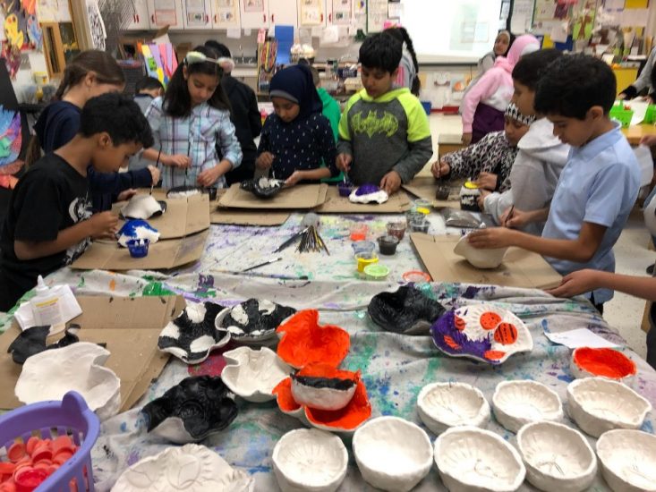 Miller Elementary students work on making bowls for the 2024 Empty Bowls fundraiser