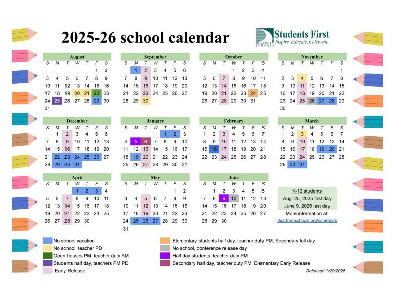 Graphic of 2025-26 school year calendar