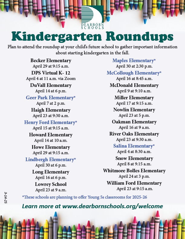 Kindergarten Roundup flier 2025 updated 3-14-25