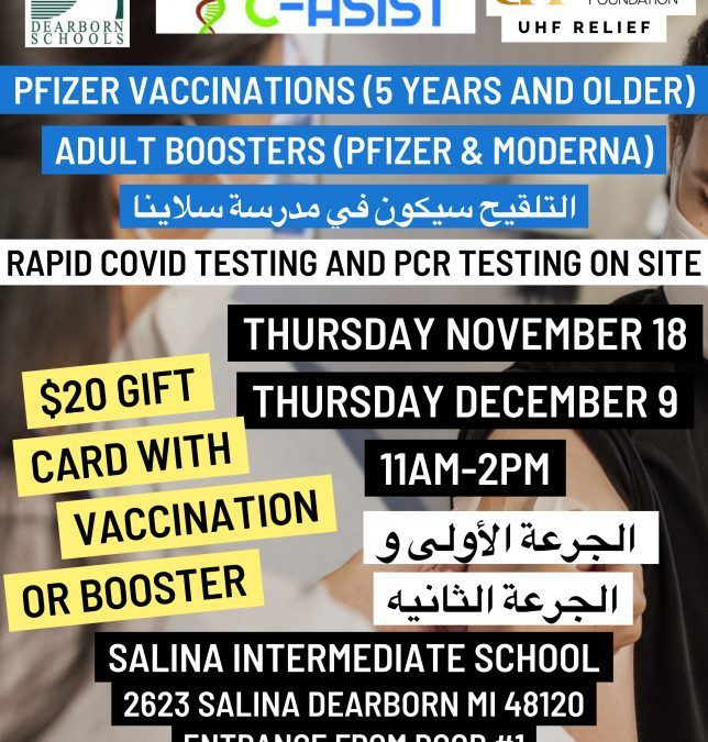 Press Release – COVID vaccination clinic on Nov. 18 at Salina